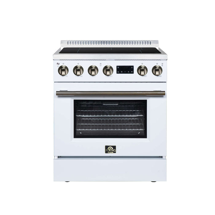 Forno Torino 30-inch induction range in white front view