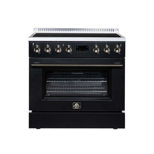 Forno Torino 36-inch induction range in black front view