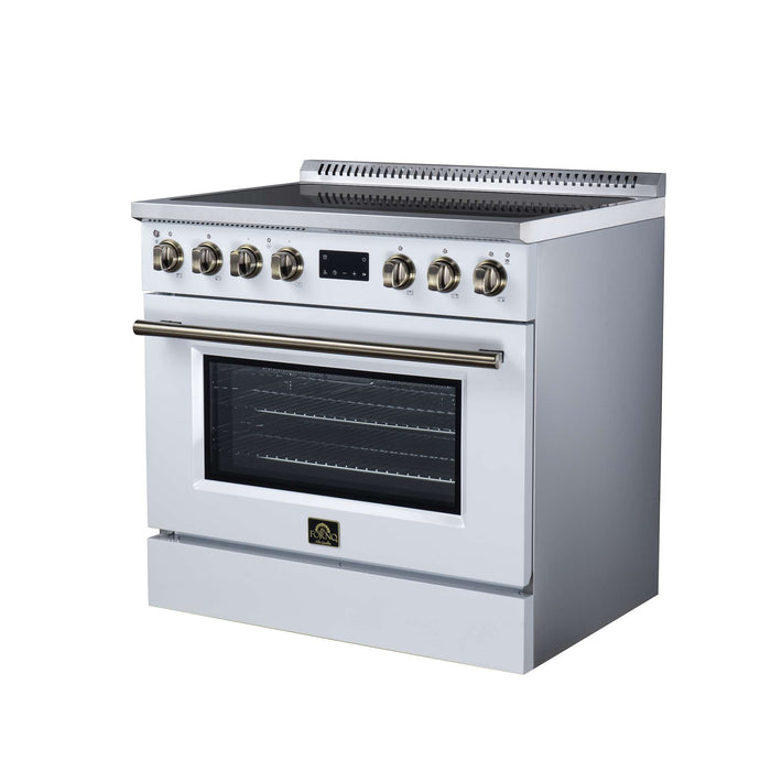 Forno Torino 36-inch induction range in white right angled view