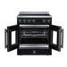 Forno Torino 30-inch induction range in black front view with the door open