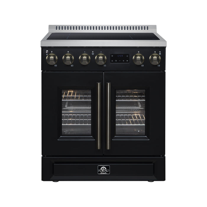 Forno Torino 30-inch induction range in black front view
