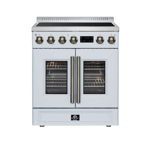 Forno Torino 30-inch induction range in white front view