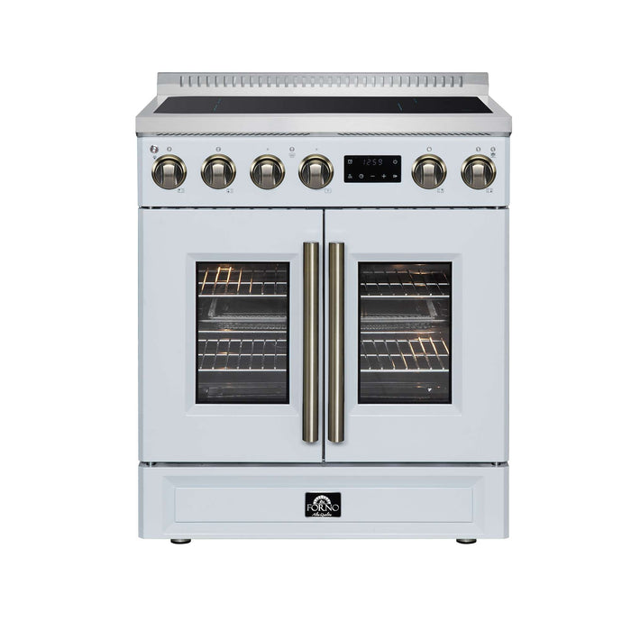 Forno Torino 30-inch induction range in white front view