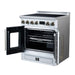 Forno Torino 30-inch induction range in white right angled view with the door open
