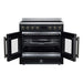 Forno Torino 36-inch induction range in black front view with the door open