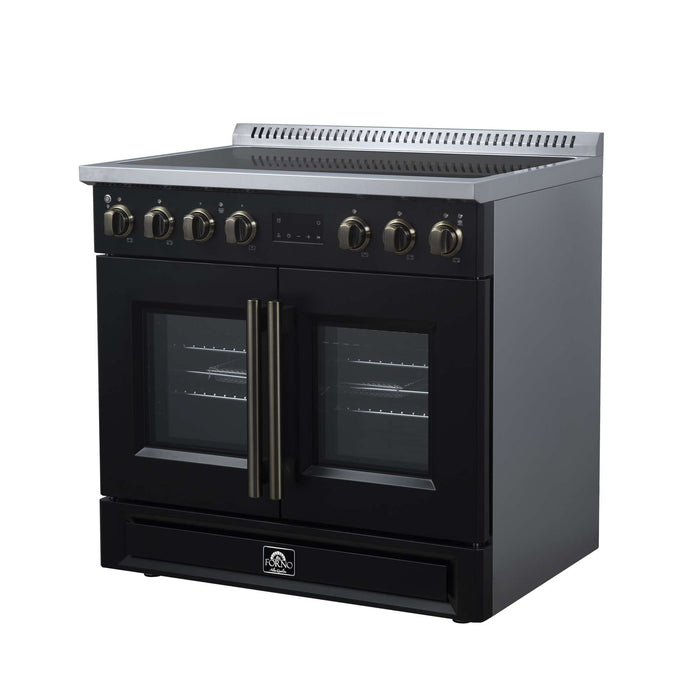 Forno Torino 36-inch induction range in black right angled view