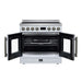 Forno Torino 36-inch induction range in white front view with the door open