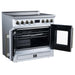 Forno Torino 36-inch induction range in white left angled view with the door open