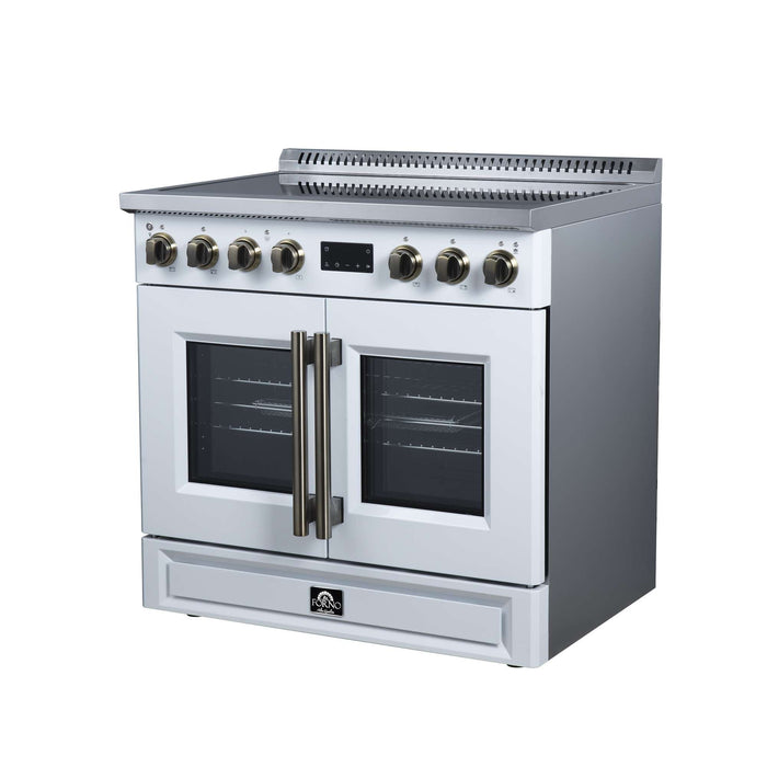 Forno Torino 36-inch induction range in white right angled view