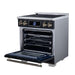 Forno Maximus 30-inch induction range in black right angled view with the door open