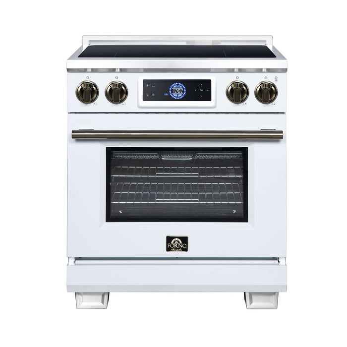 Forno Maximus 30-inch induction range in white front view