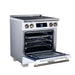 Forno Maximus 30-inch induction range in white left angled view with the door open