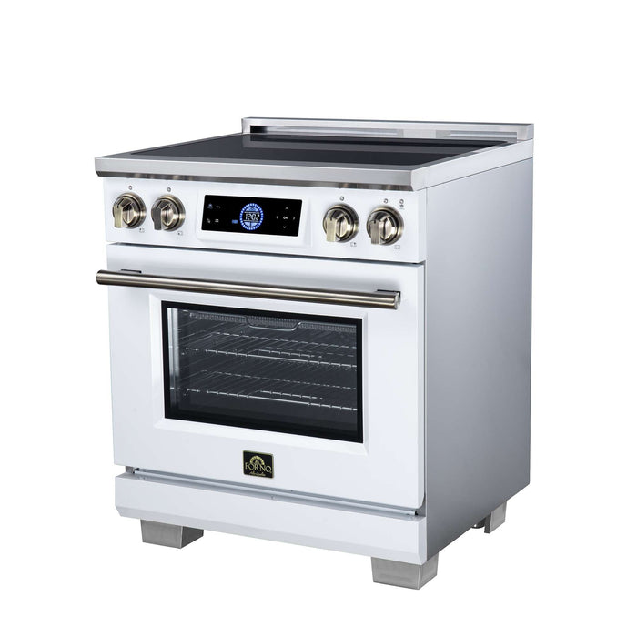 Forno Maximus 30-inch induction range in white right angled view