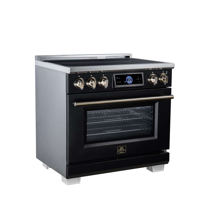 Forno Maximus 36-inch induction range in black left angled view