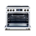 Forno Maximus 36-inch induction range in white front view with the door open