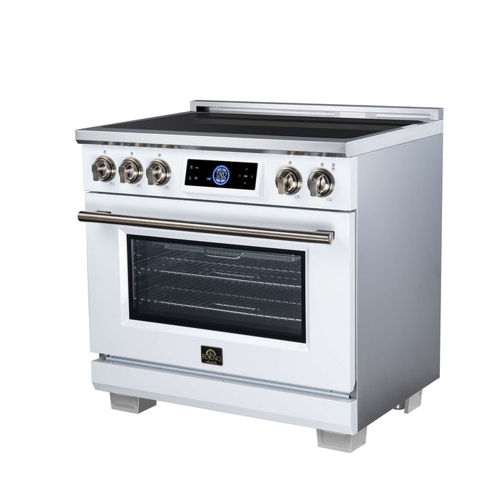 Forno Maximus 36-inch induction range in white right angled view