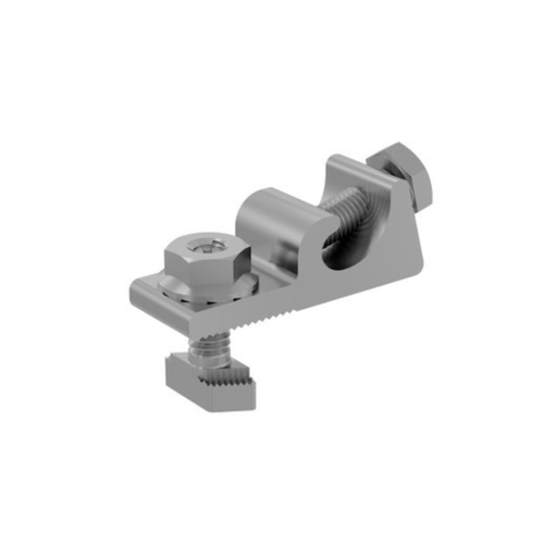 Iron Ridge - Grounding Lug - Low Profile - Side view of Iron Ridge Low Profile Grounding Lug showing clamp and bolt assembly