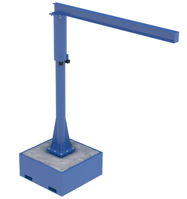 Vestil JIB-CB-25-8-10-BC Steel Portable Jib Crane with Filled Base 8 ft. I-Beam 250 lb. Capacity Blue