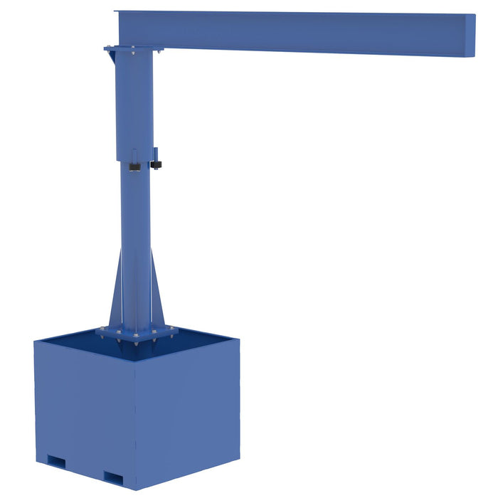 Vestil JIB-CB-50-10-10 Steel Portable Jib Crane with Empty Base 10 ft. I-Beam 500 lb. Capacity Blue