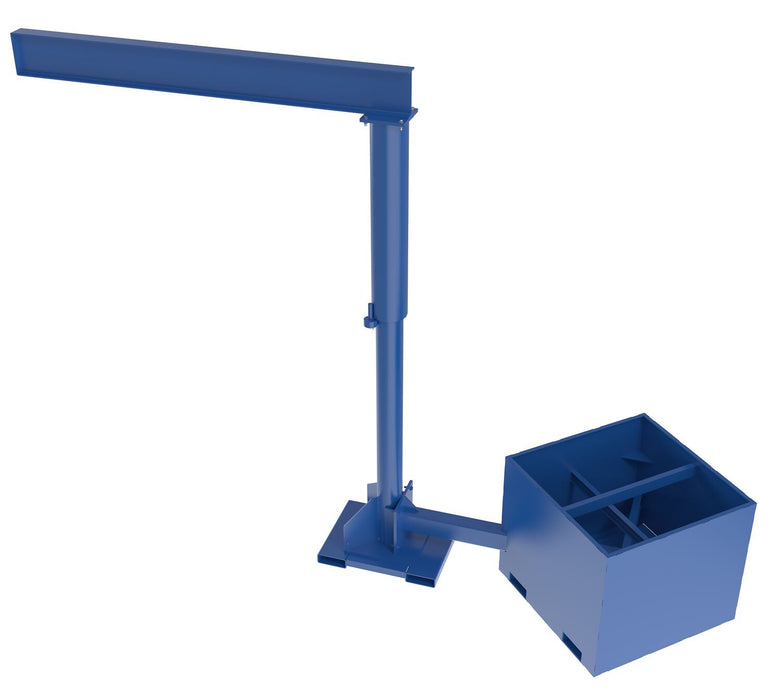 Vestil JIB-CBX-100-8-10 Steel Portable Offset Jib Crane with Empty Base 8 ft. I-Beam 1,000 lb. Capacity Blue