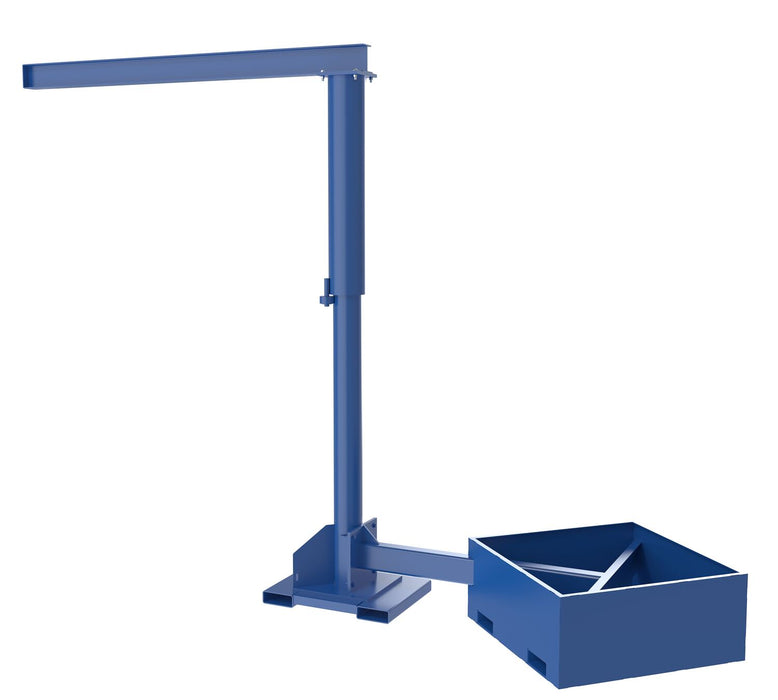 Vestil JIB-CBX-50-8-10 Steel Portable Offset Jib Crane with Empty Base 8 ft. I-Beam 500 lb. Capacity Blue