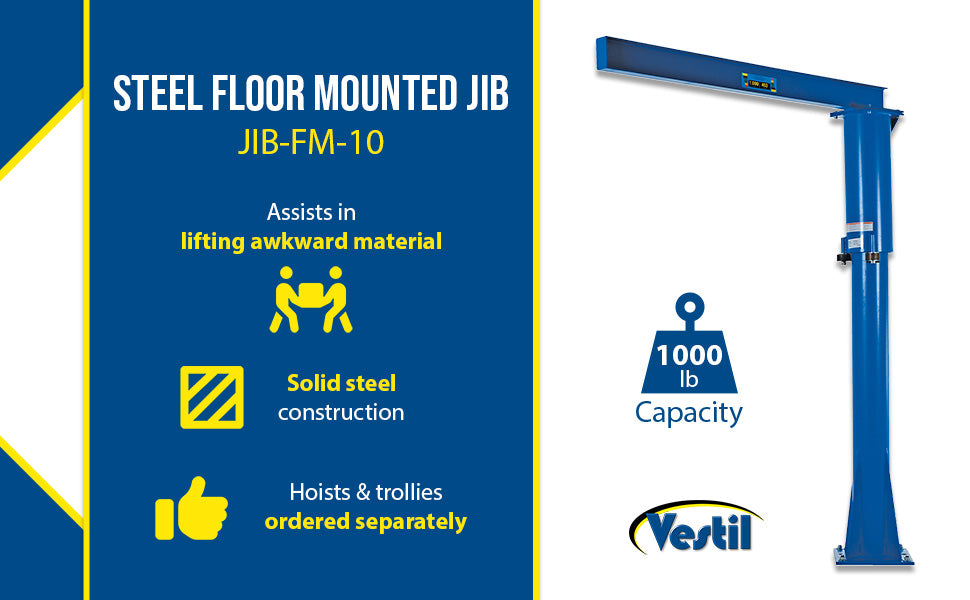 Vestil JIB-FM-10 steel floor mounted jib feature overview 1