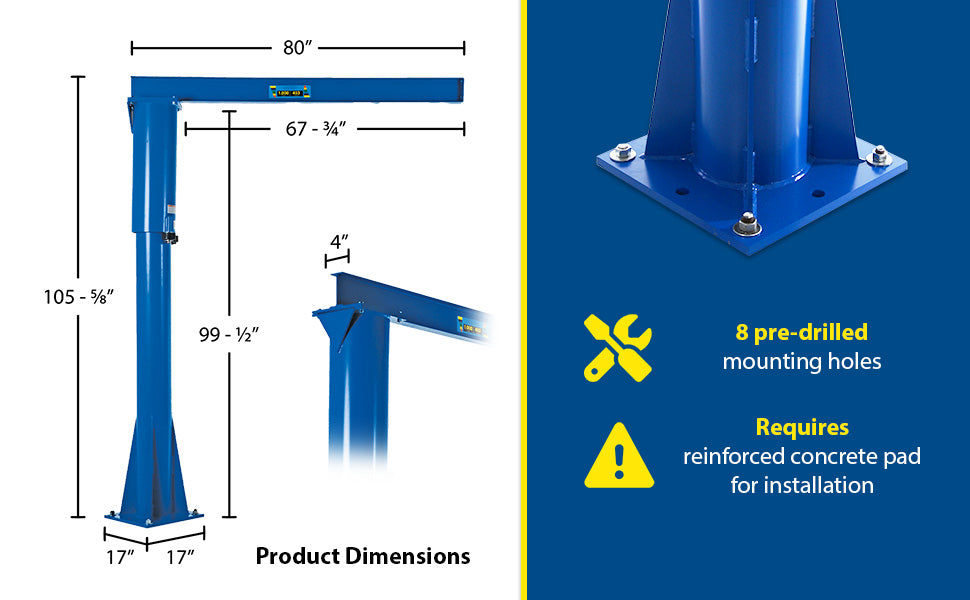 Vestil JIB-FM-10 steel floor mounted jib feature overview 3