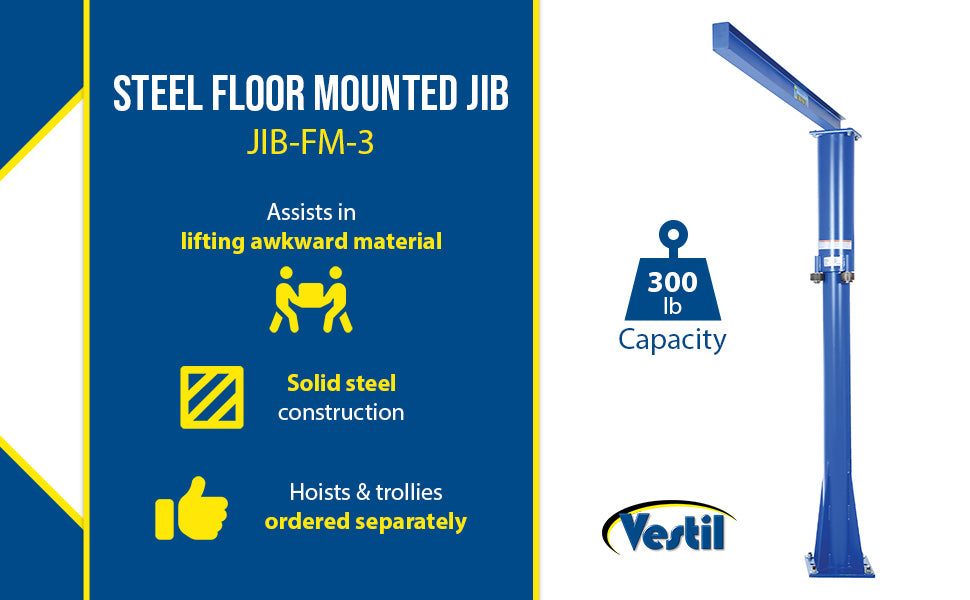 Vestil JIB-FM-3 steel floor mounted jib feature overview 1