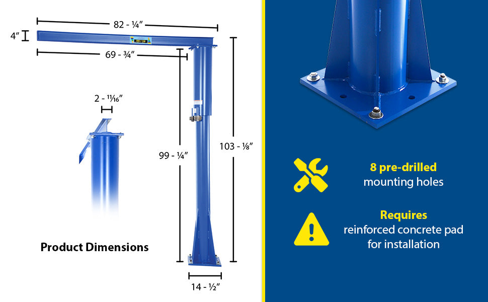 Vestil JIB-FM-3 steel floor mounted jib feature overview 3