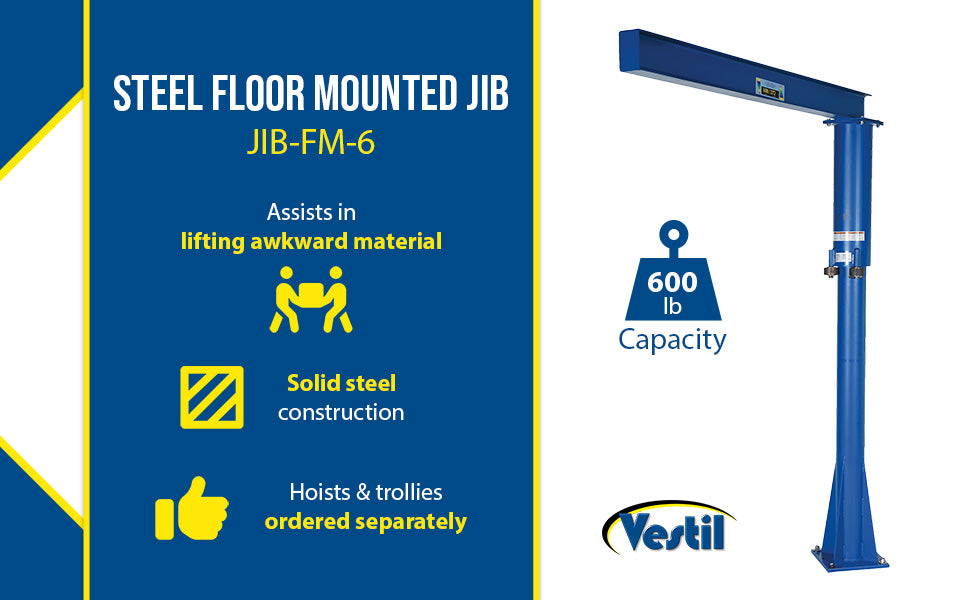 Vestil JIB-FM-6 steel floor mounted jib feature overview 1