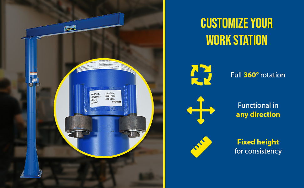Vestil JIB-FM-6 steel floor mounted jib feature overview 2