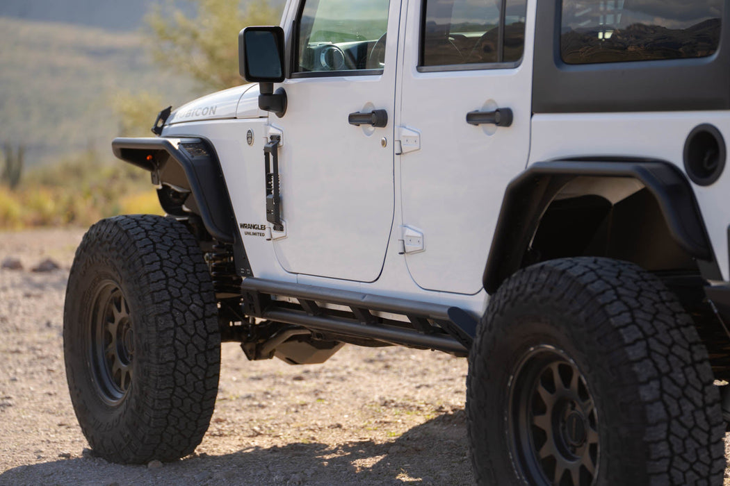DV8 Offroad 2007-2018 Jeep Wrangler JK 4-Door Rock Sliders – on the trail, image 4 of 19
