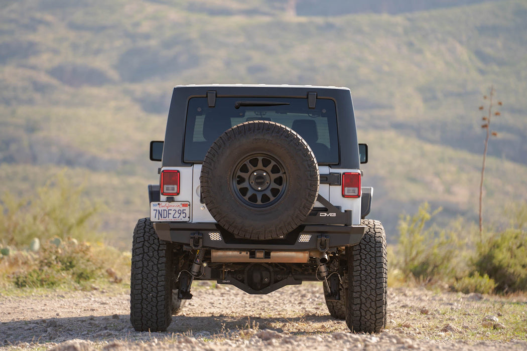DV8 Offroad 2007-2018 Jeep Wrangler JK Tire Carrier for MTO Bumper – on the trail, image 5 of 20