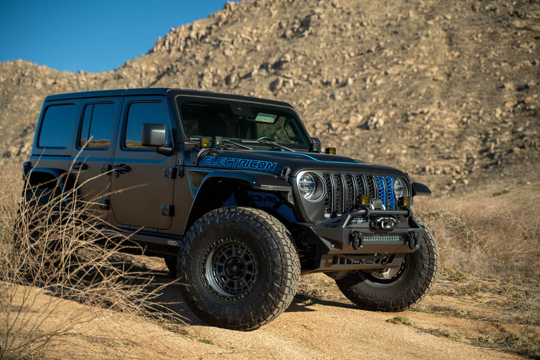 DV8 Offroad 2020-2026 Jeep Wrangler JL 4xe Dual Light Pod Mounts – installed on vehicle, image 5 of 16