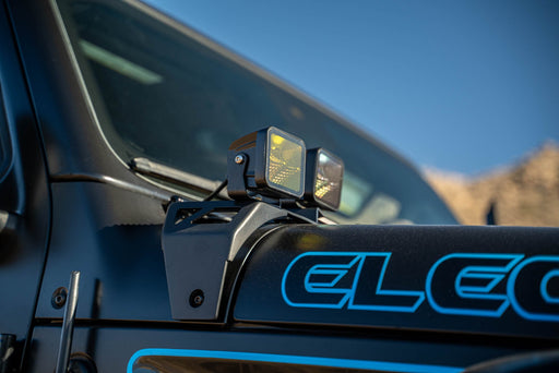 DV8 Offroad 2020-2026 Jeep Wrangler JL 4xe Dual Light Pod Mounts – installed on vehicle, image 2 of 16