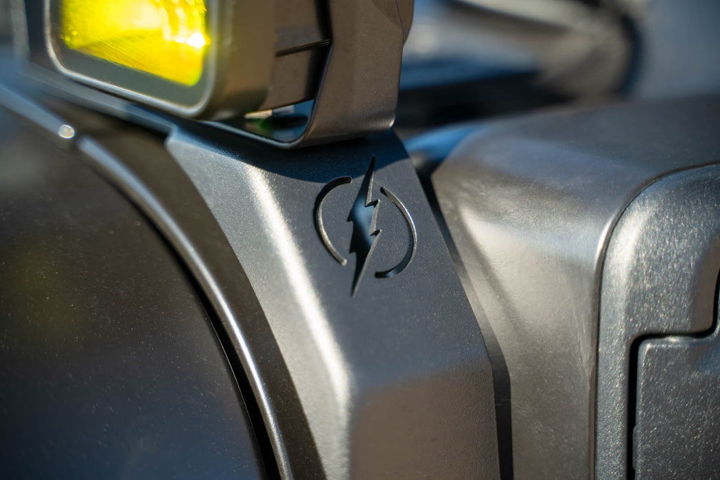 DV8 Offroad 2020-2026 Jeep Wrangler JL 4xe Dual Light Pod Mounts – installed on vehicle, image 6 of 16