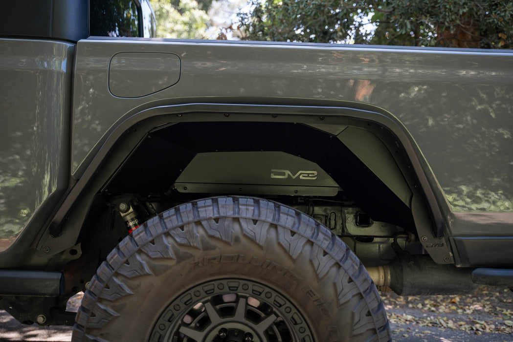 DV8 Offroad 2020-2026 Jeep Gladiator JT Rear Inner Fenders – installed on vehicle, image 2 of 14