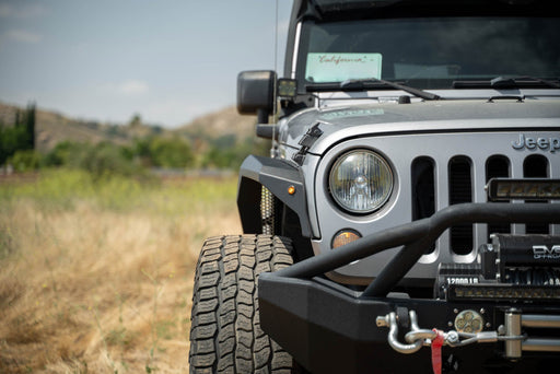 DV8 Offroad 2007-2018 Jeep Wrangler JK Armor Fender Flares Front & Rear – installed on vehicle, image 2 of 13