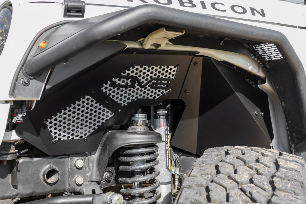DV8 Offroad 2007-2018 Jeep Wrangler JK Front Inner Fenders – installed on vehicle, image 3 of 19
