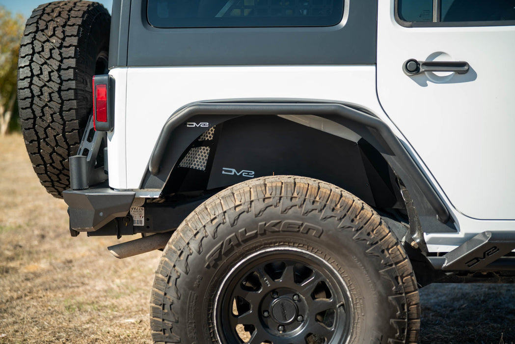 DV8 Offroad 2007-2018 Jeep Wrangler JK Rear Inner Fenders – installed on vehicle, image 4 of 17