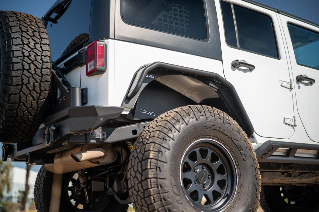 DV8 Offroad 2007-2018 Jeep Wrangler JK Rear Inner Fenders – installed on vehicle, image 12 of 17