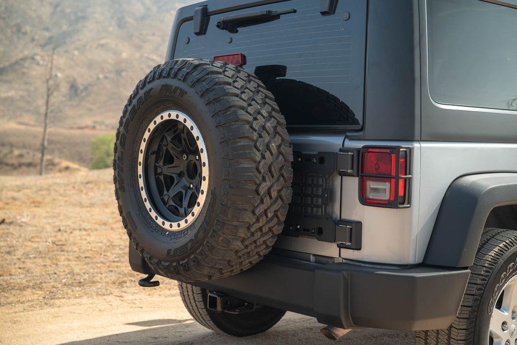 DV8 Offroad 2007-2018 Jeep Wrangler JK Tailgate Reinforcement Molle Panel – installed on vehicle, image 7 of 11