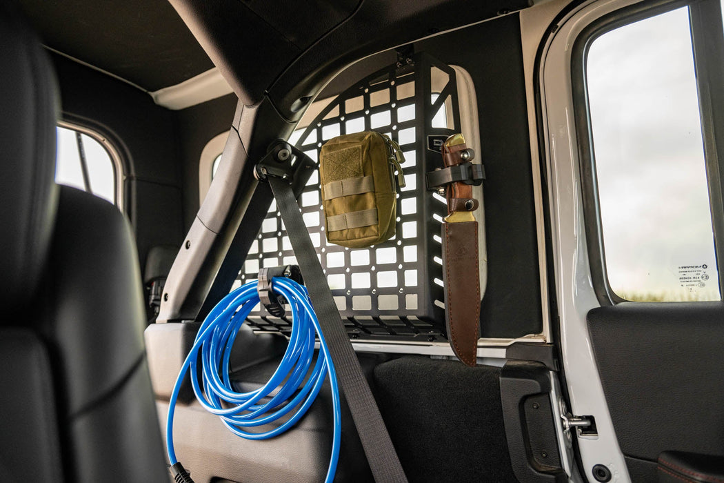 DV8 Offroad 2018-2026 Jeep Wrangler JL 4-Door Rear Window Pocketed Molle Panels – installed on vehicle, image 2 of 15