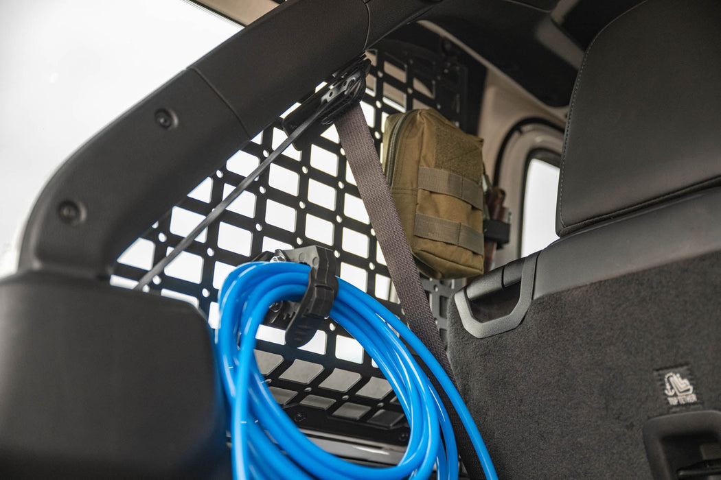 DV8 Offroad 2018-2026 Jeep Wrangler JL 4-Door Rear Window Pocketed Molle Panels – installed on vehicle, image 9 of 15