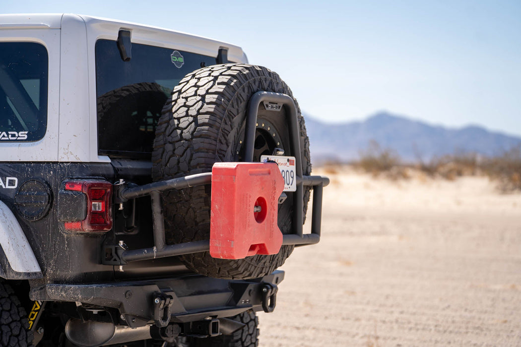 DV8 Offroad 2018-2026 Jeep Wrangler JL Body Mounted Tire Carrier – installed on vehicle, image 17 of 20