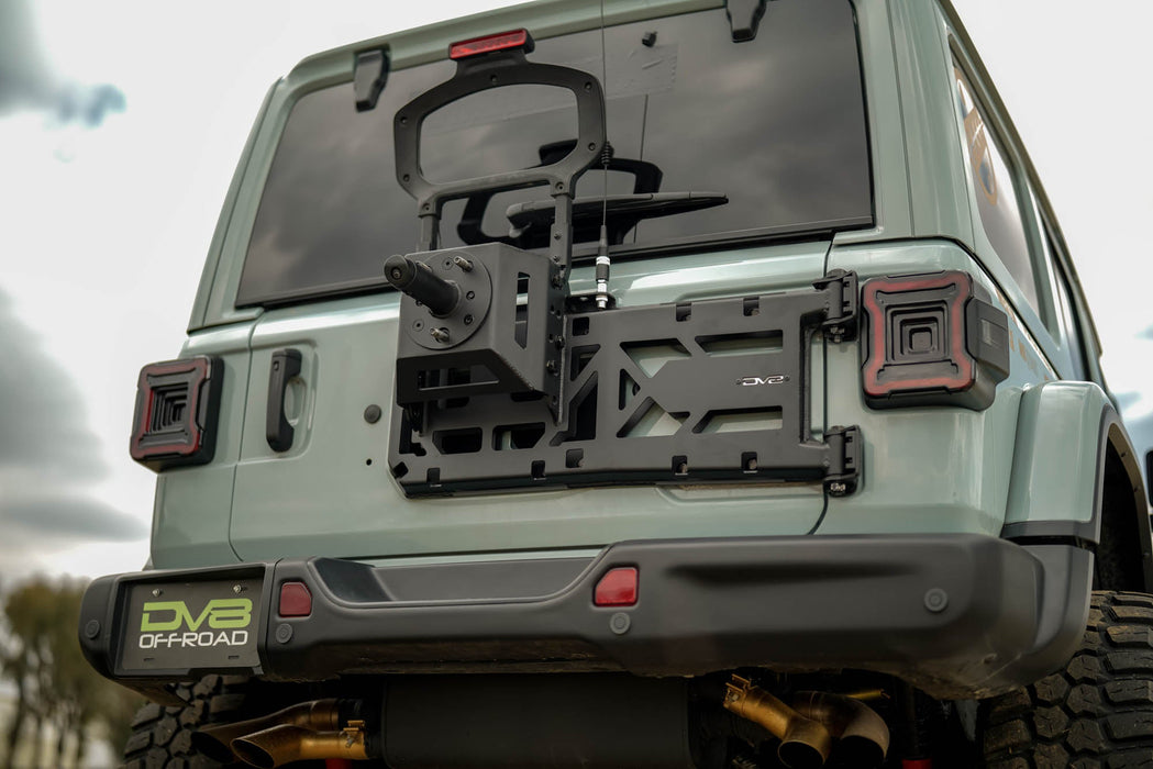 DV8 Offroad 2018-2026 Jeep Wrangler JL Spare Tire Carrier – installed on vehicle, image 17 of 20