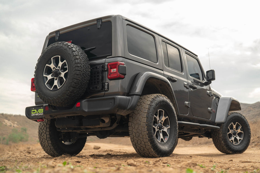 DV8 Offroad 2018-2026 Jeep Wrangler JL Tailgate Reinforcement Molle Panel – installed on vehicle, image 12 of 15