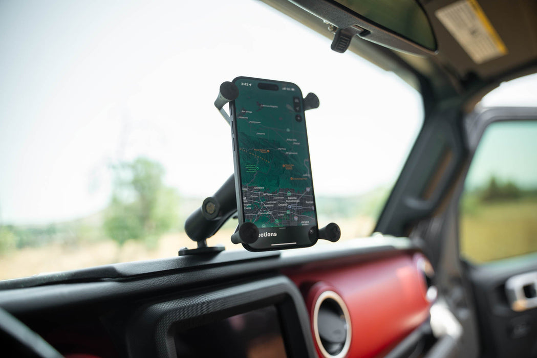 DV8 Offroad 2018-2024 Jeep Wrangler JL & Gladiator JT Device Dash Mount V2 – installed on vehicle, image 3 of 14