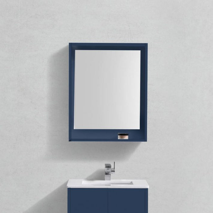 KubeBath Kube 24" Blue Finish Framed Mirror With Shelve