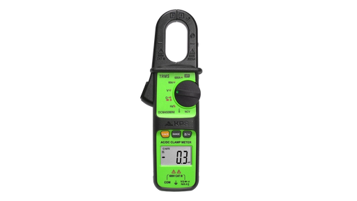 A high quality photo of the KPS - DCM450MINI - 600A Clamp Meter - Front view, provided by KPS.